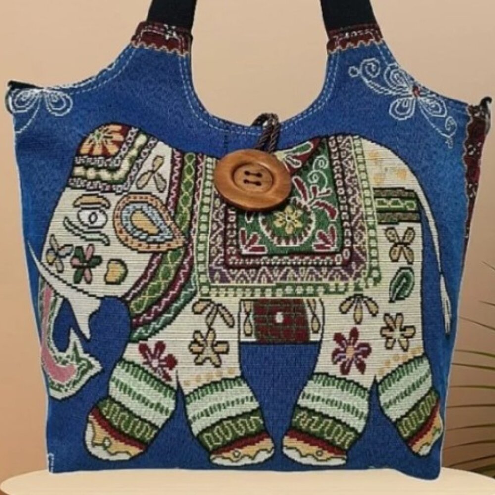 (Various Colors)ELEPHANT tapestry/embrodiered Tote/Crossbody Bag NWT🐘
